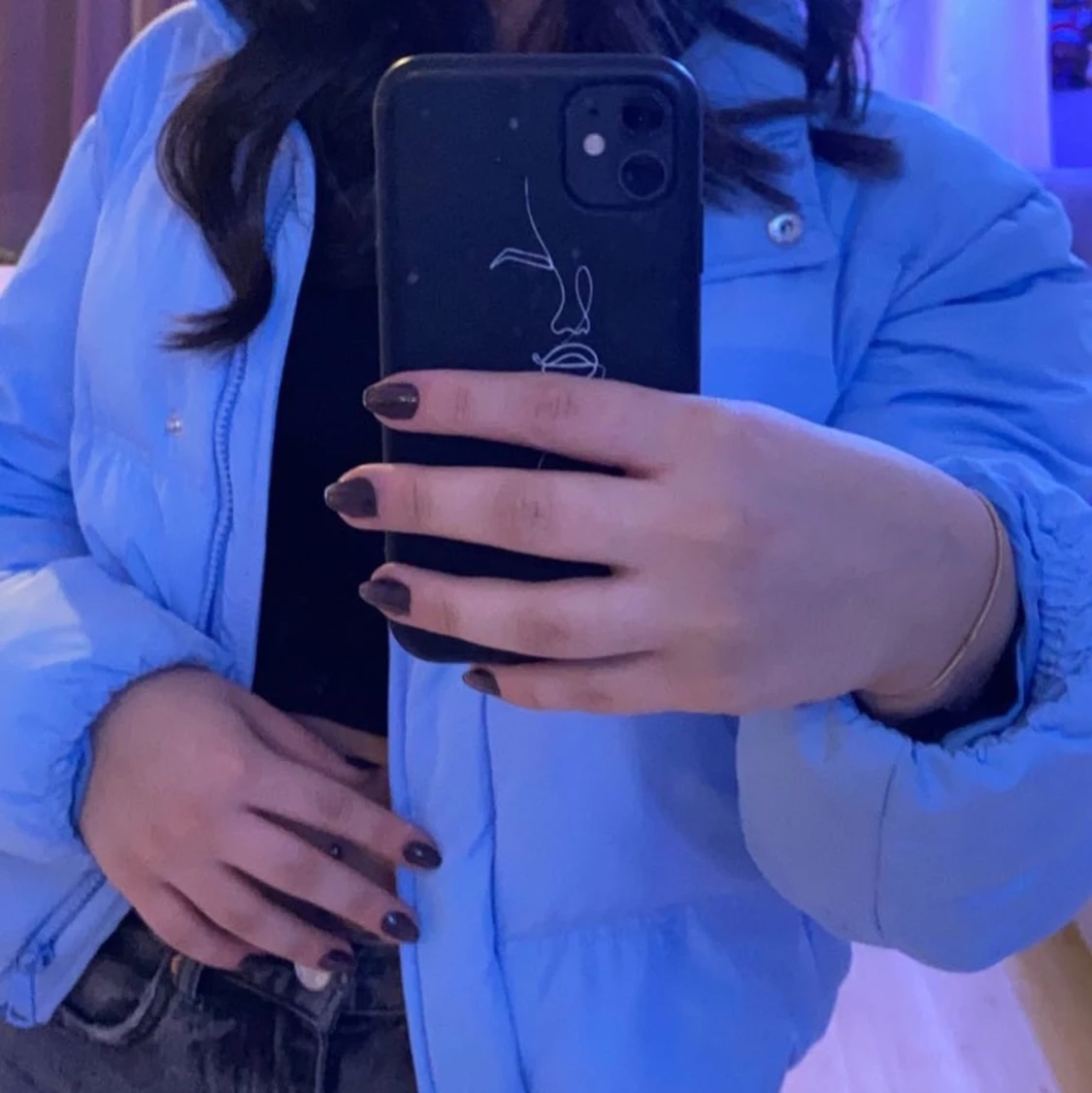 Blå puffer jacket  - 90