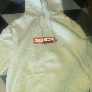 Fsbn hoodie/huvtröja - Säljer min gråa FSBN hoodie/huvtröja med texten ”send nudes” då nudes är överstruket med money så det står ”send money!” Säljer för jag vill köpa en Nike tech tracksuit🤍