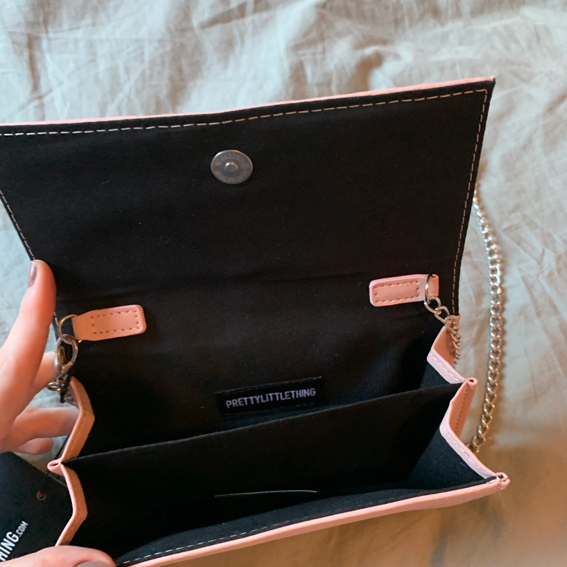 Nude/ljusrosa väska med kedjeband - 91