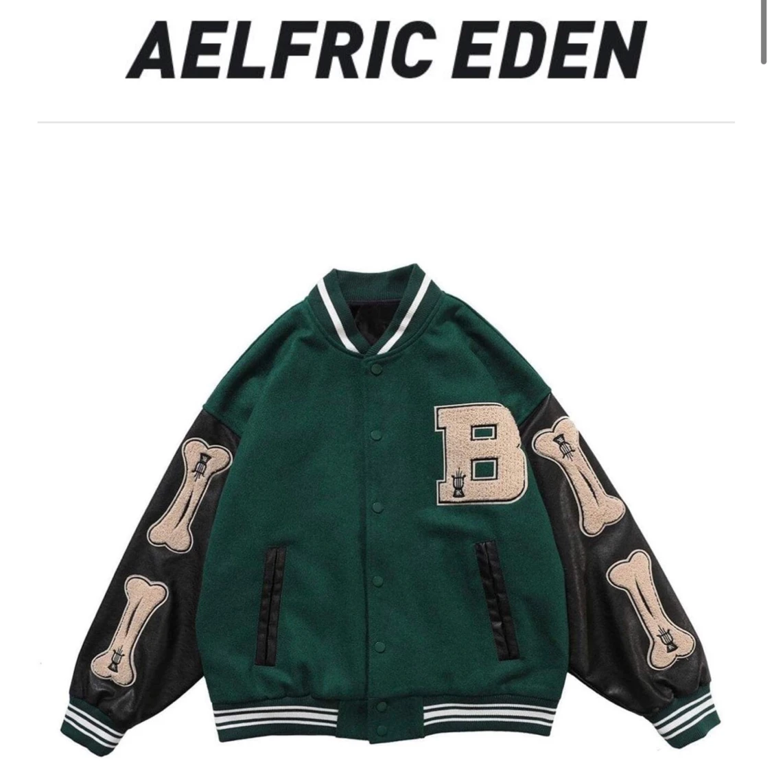 Aelfric Eden Vintage "Bone" PU Flocking Varsity Jacket - 90
