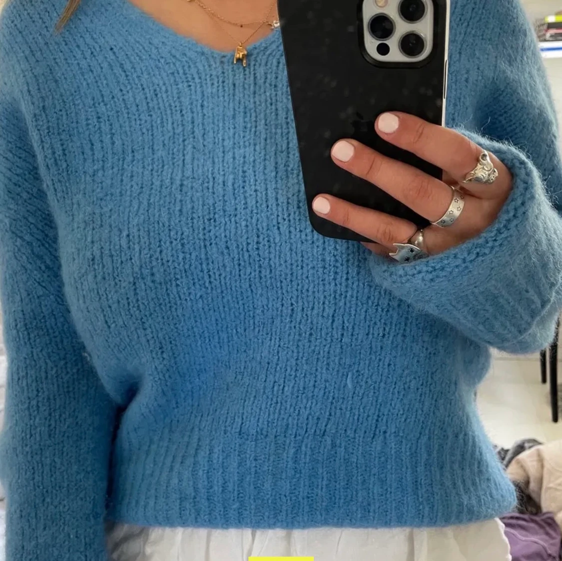 Fin blå Stickad - 27