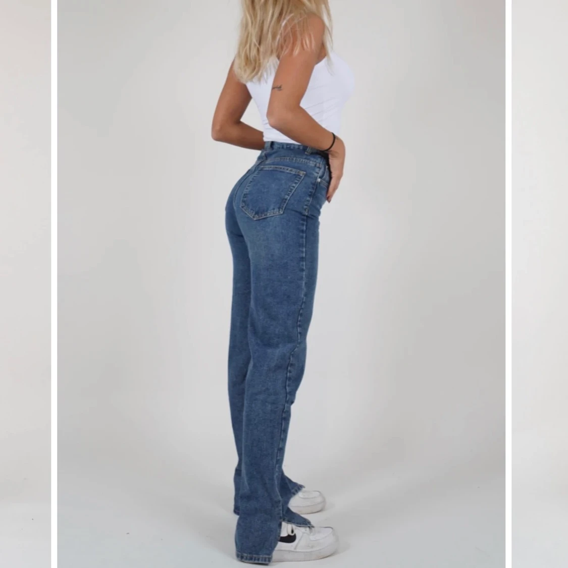 Venderbys raka jeans med slits - 90
