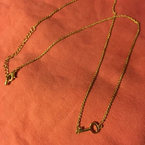 Guldigt nyckel-halsband - Guldigt halsband med nyckel-”berlock”💞🗝 (guldfärgen syns dock inte riktigt på bilden) Kedjan är 48 cm lång men går att justera om man vill ha den kortare😊 frakten ingår i priset