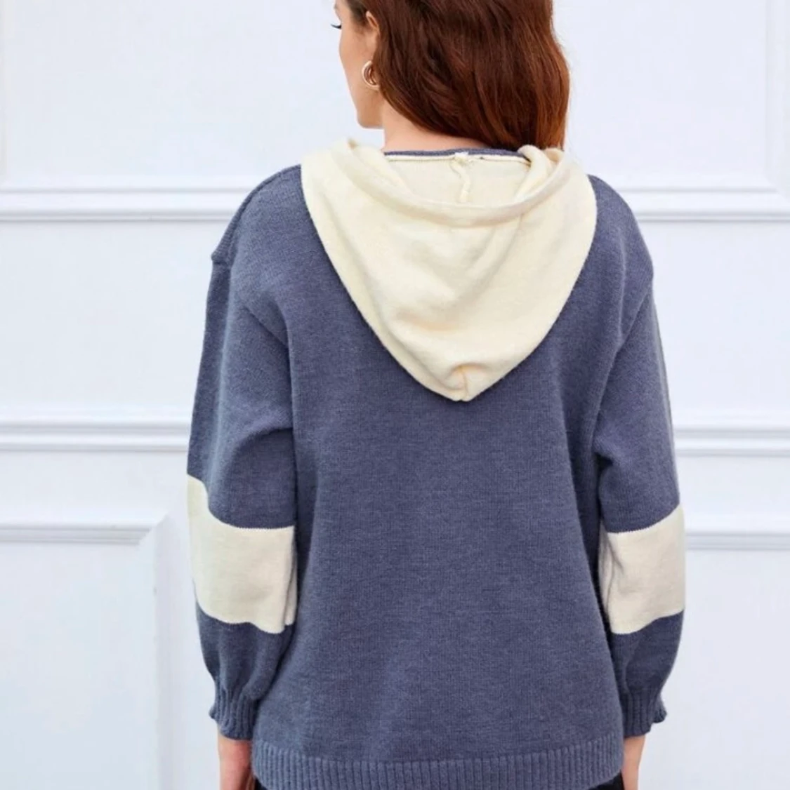 Knapp färgblock enkel tröja  - 90