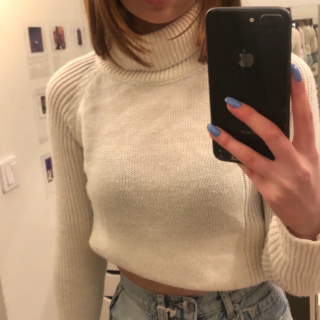 Jätte fin vit stickad tröja - 90