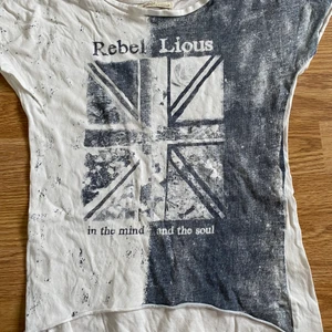 T-shirt med tryck  - En T-shirt med ett blått tryck, använd några gånger 