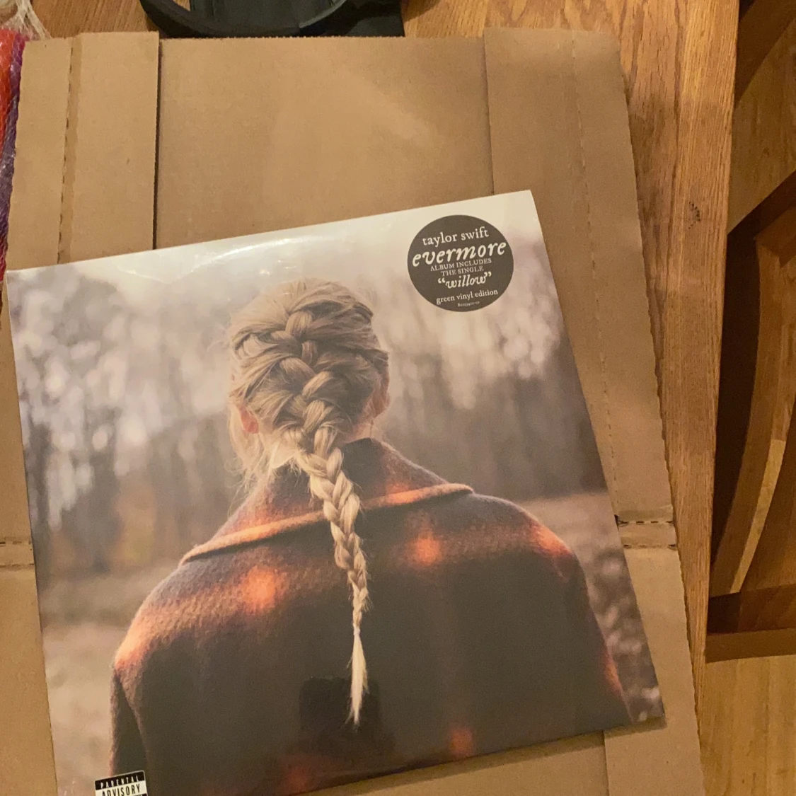 Taylor swift evermore skiva, oöppnad grön limited edition