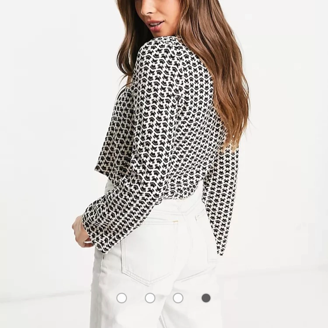 Mönstrad croppad skjorta - 90