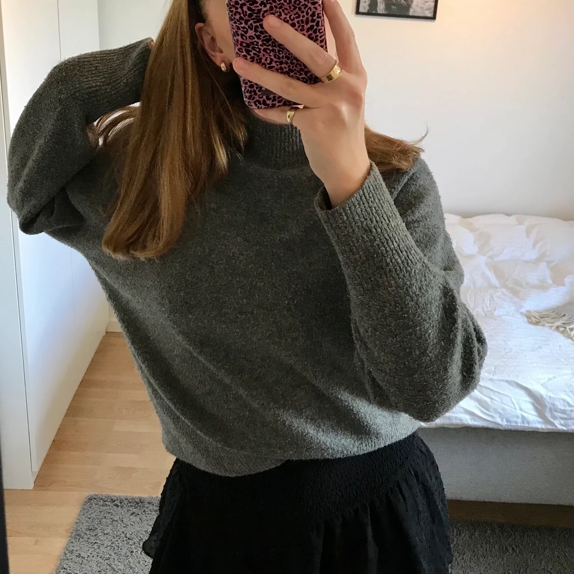 Grå finstickad tröja - 90