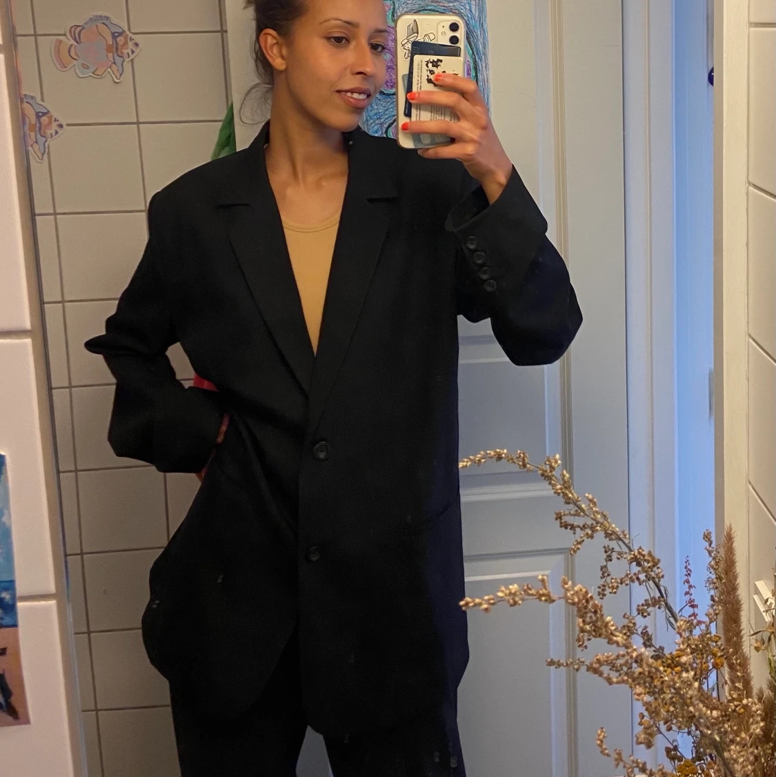 Black oversize unisex blazer. 