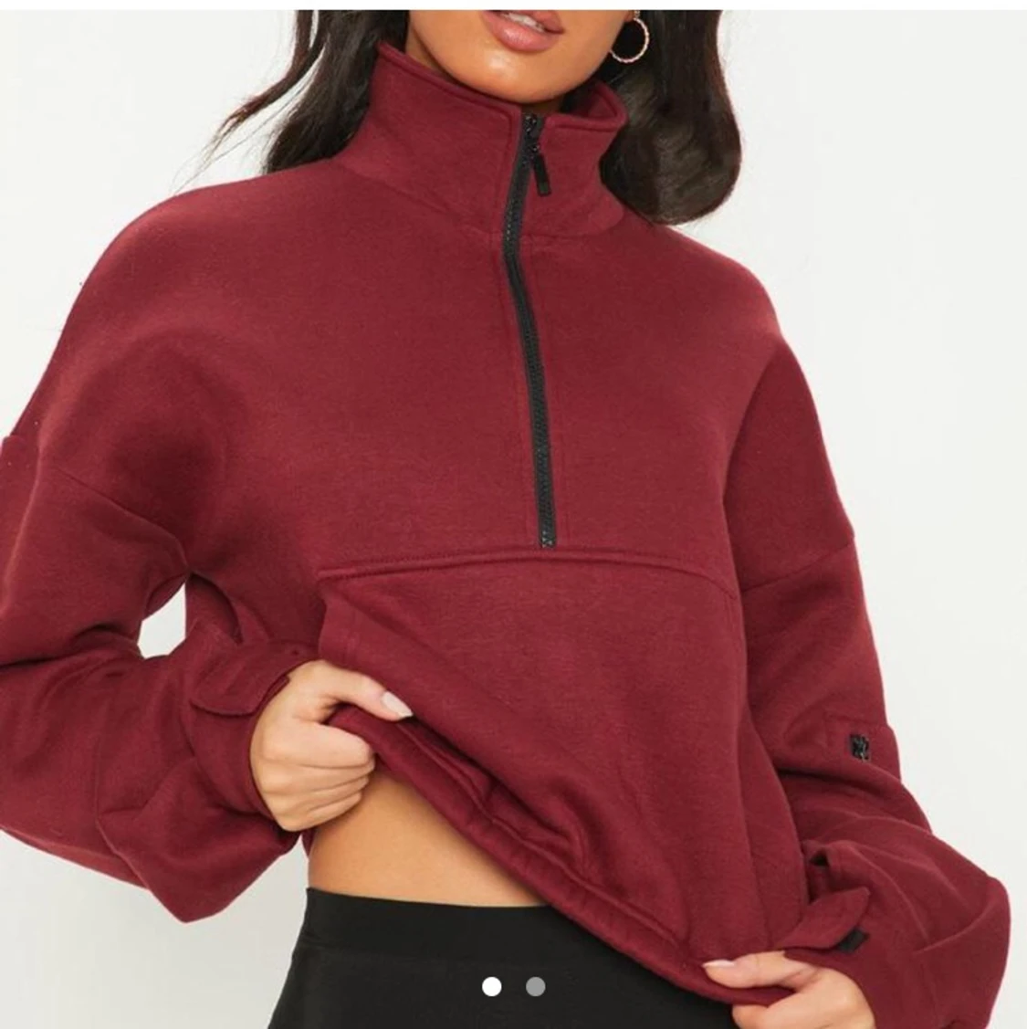 Crop half zip genser