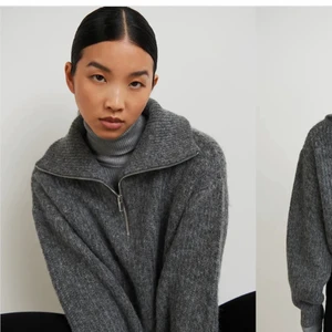 Stickad tröja med dragkedja Gina - Grå stickad zip tröja från Gina! I fint skick och använt fåtal gånger. Skriv för fler bilder! 