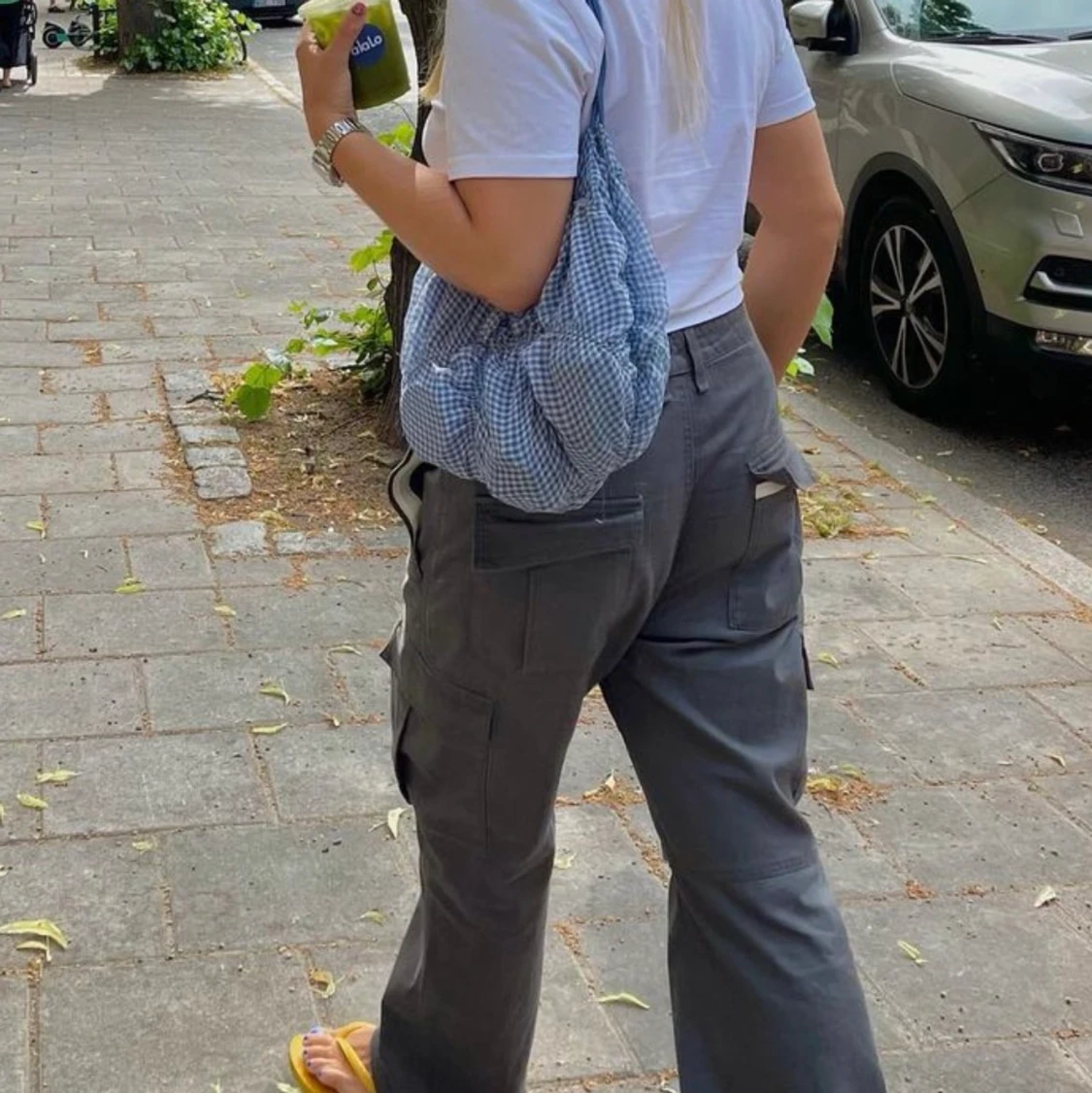 Zara blå/rutig väska