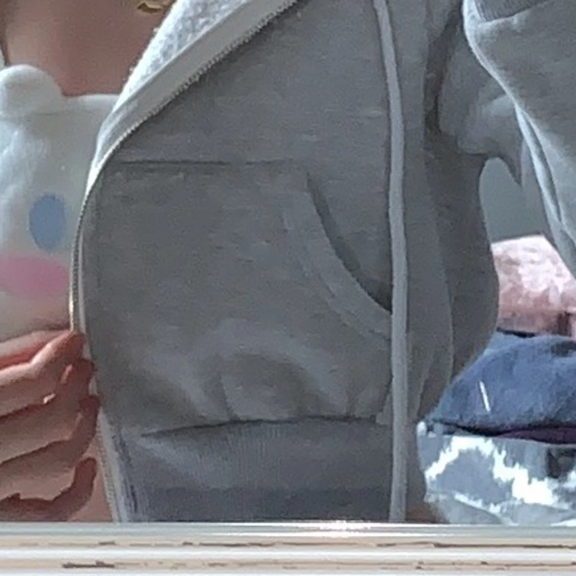 Grå, croppad sip-up hoodie - 91