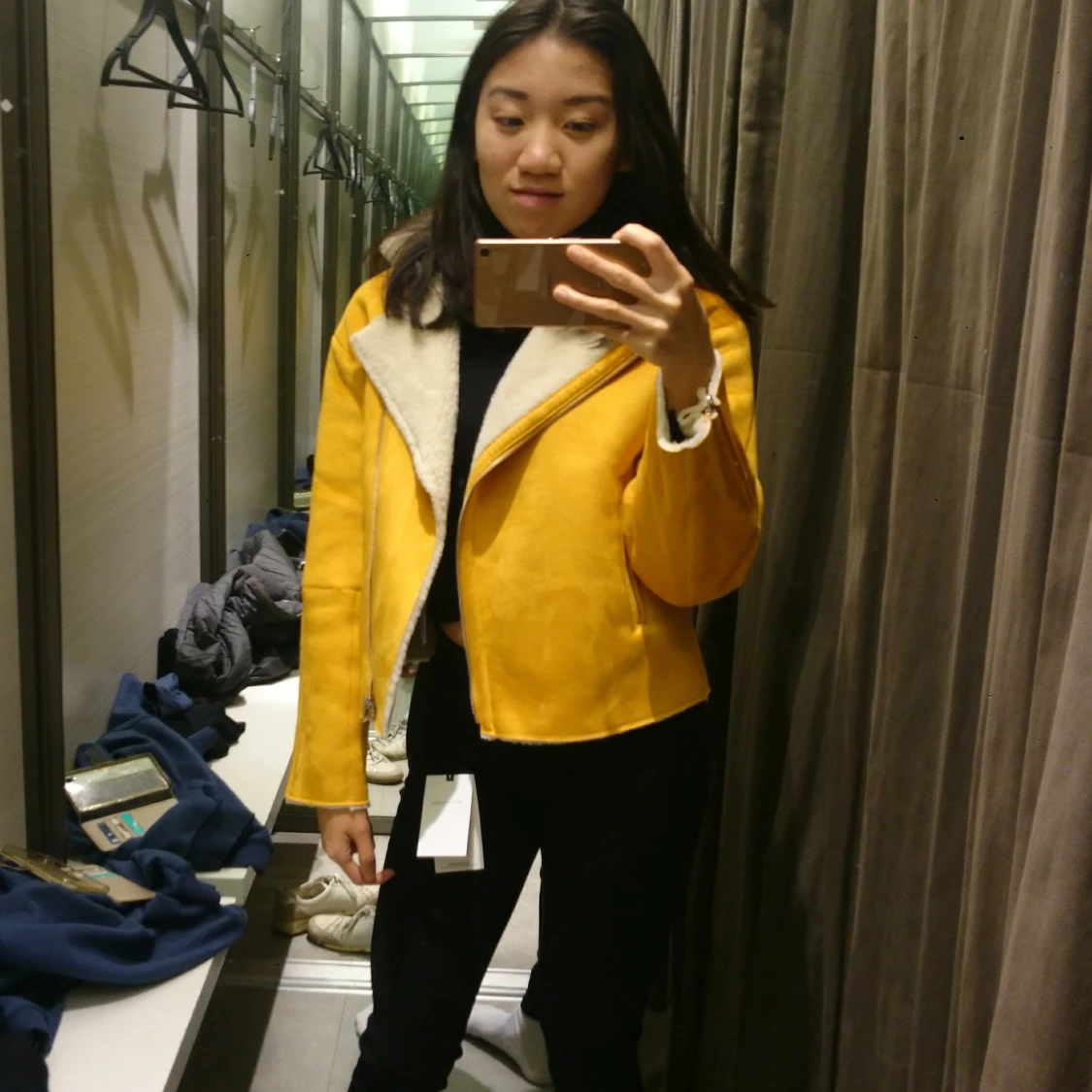 Gul jacka m teddyfleece