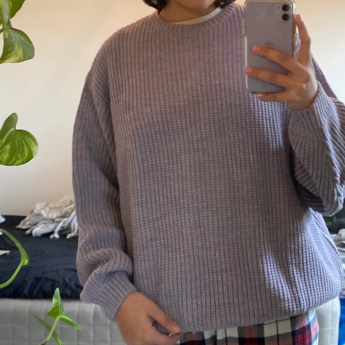 lila stickad tröja - 90