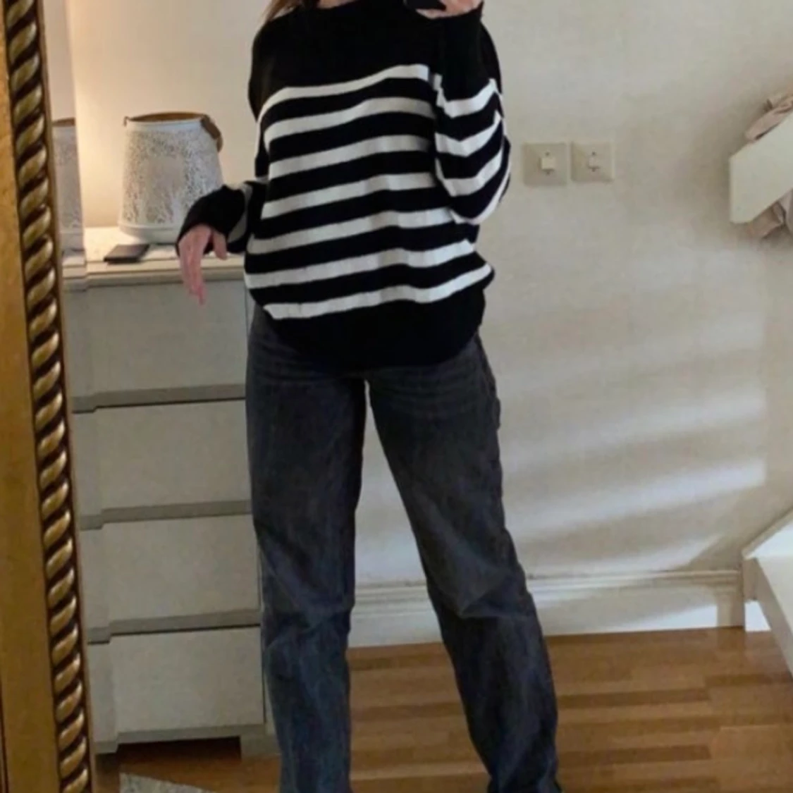 Randig stickad tröja - 90