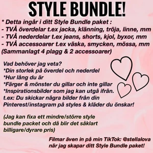 STYLE BUNDLE  - Style Bundle (all information om vad som ingår hittar du på första bilden) Det kommer ta ca 1-3 veckor för jag vill hitta det absolut bästa för just dig! + filmar in när jag fixar ditt Style Bundle paket som läggs upp på min TIKTOK: @stellalova (För inspiration kan ni kolla in min Pinterest: Stella Lova)