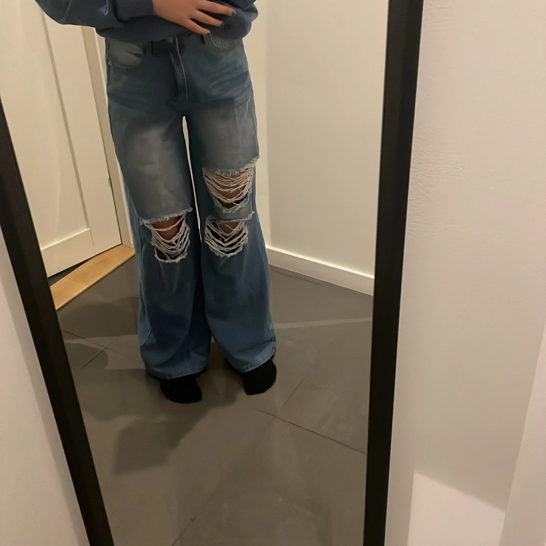 Shein wide jeans blå