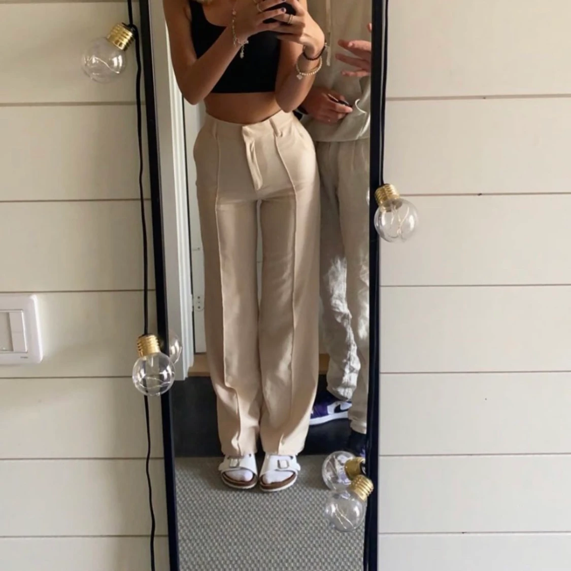 Beiga kostymbyxor  - 90