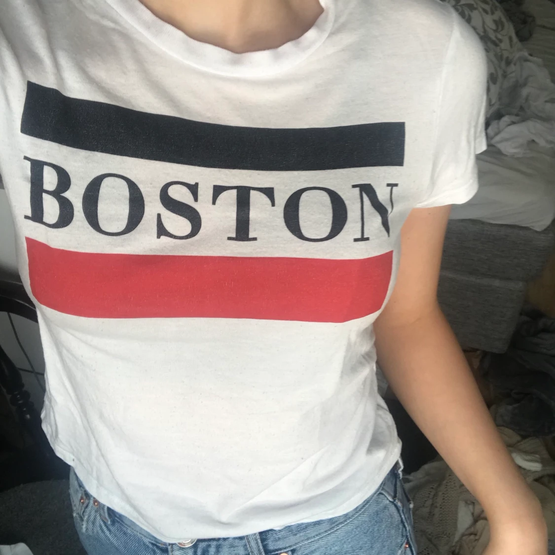 Vit T-shirt med tryck - 90