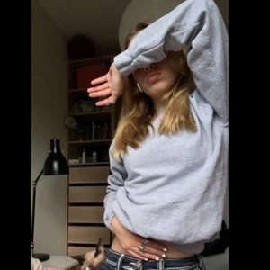 As schysst grå sweatshirt  - Säljer en helt vanlig sweatshirt i jätte fin grå ton som sitter som en XS. Har själv använt den max 3 gånger så den är i fint skick💞 
