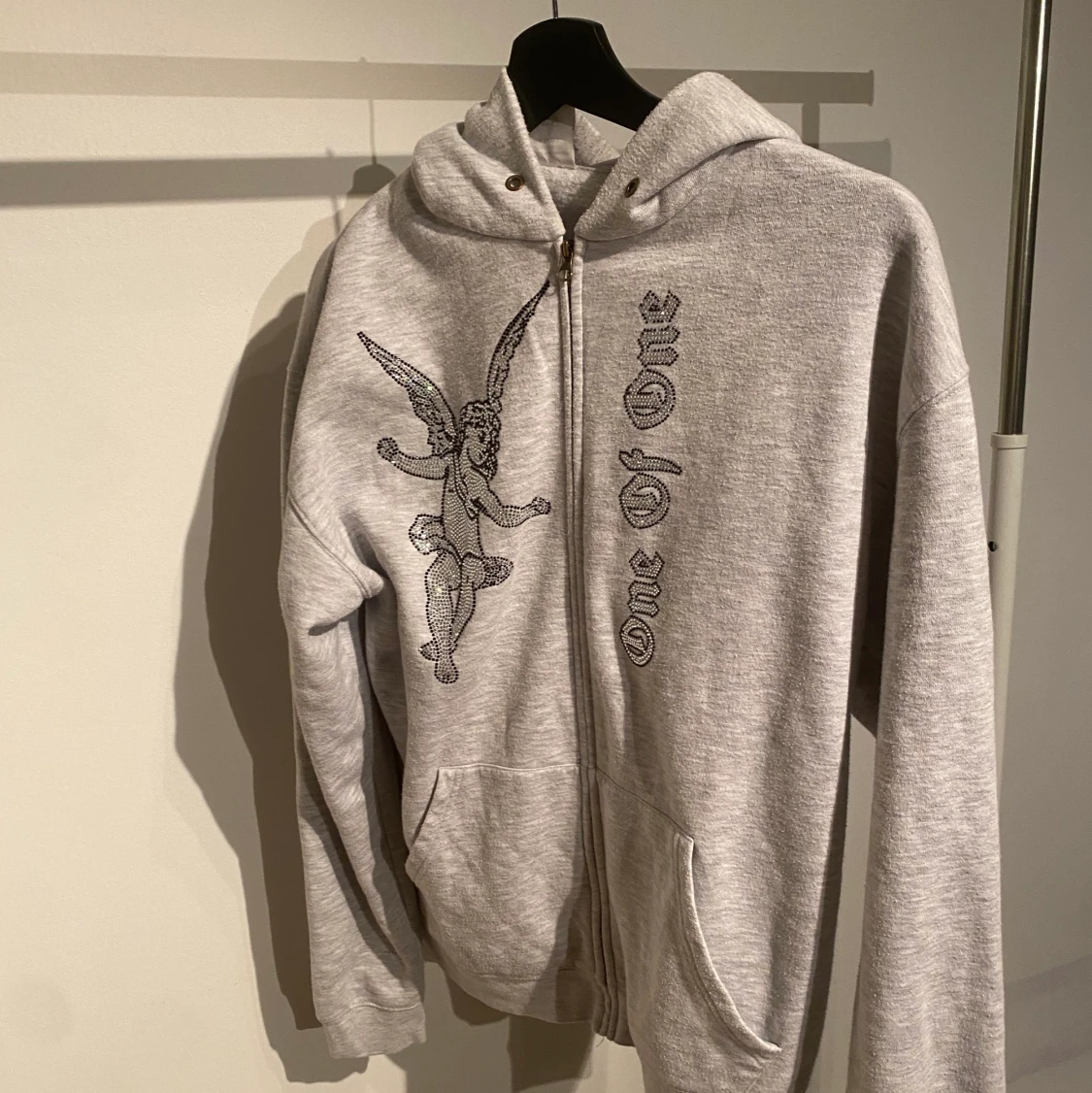 One of one grey angel hoodie