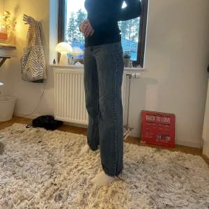 Säljer mina zara jeans i ett väldigt bra skick! Tjejen på bilderna är 168cm, kontakta för fler bilder