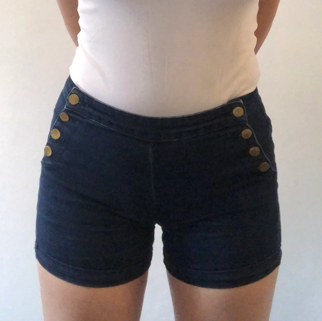 Jean Short with gold buttons