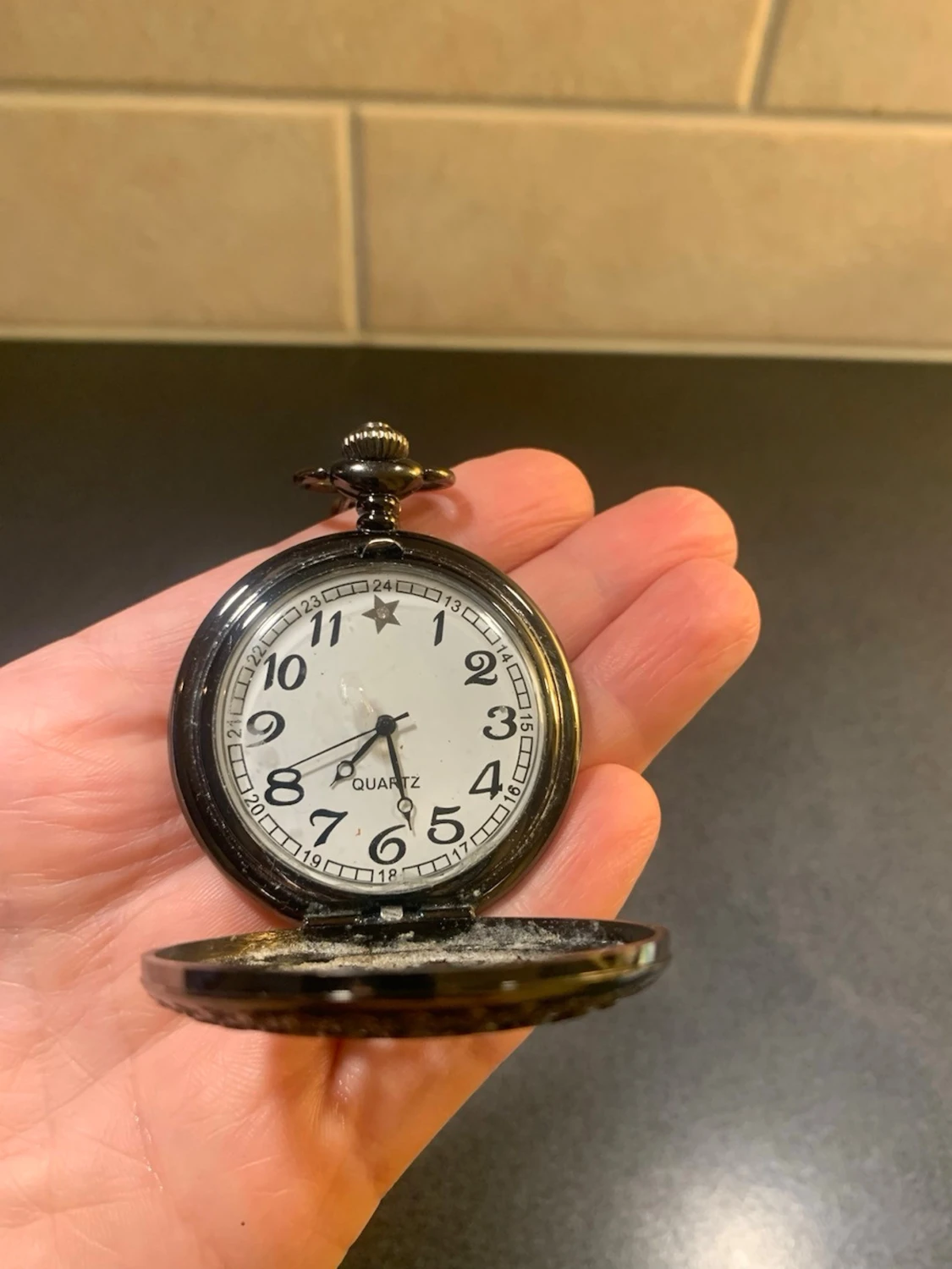 Vintage silverfärgad klocka med kedja - 2