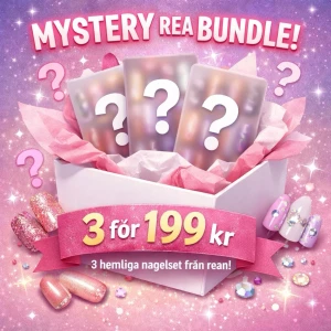 Mystery Bundle (S) - 3 st press-on nagelset i S, från min rea-kollektion. Design väljs slumpmässigt av mig (mystery bundle).  Perfekt om du vill testa flera sets till ett bättre pris 💅  • 3 set för 199 kr • Alla naglar är handgjorda av mig • Seten kommer från mina rea-set  💌 Tips: Lämna gärna ett ❤️ på de set du gillar i min profil – så kanske just några av dem dyker upp i ditt paket.  Specifika set kan dock inte garanteras.