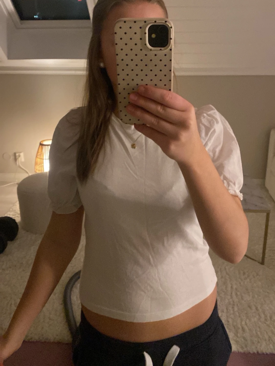 Vit puffärm topp - 1