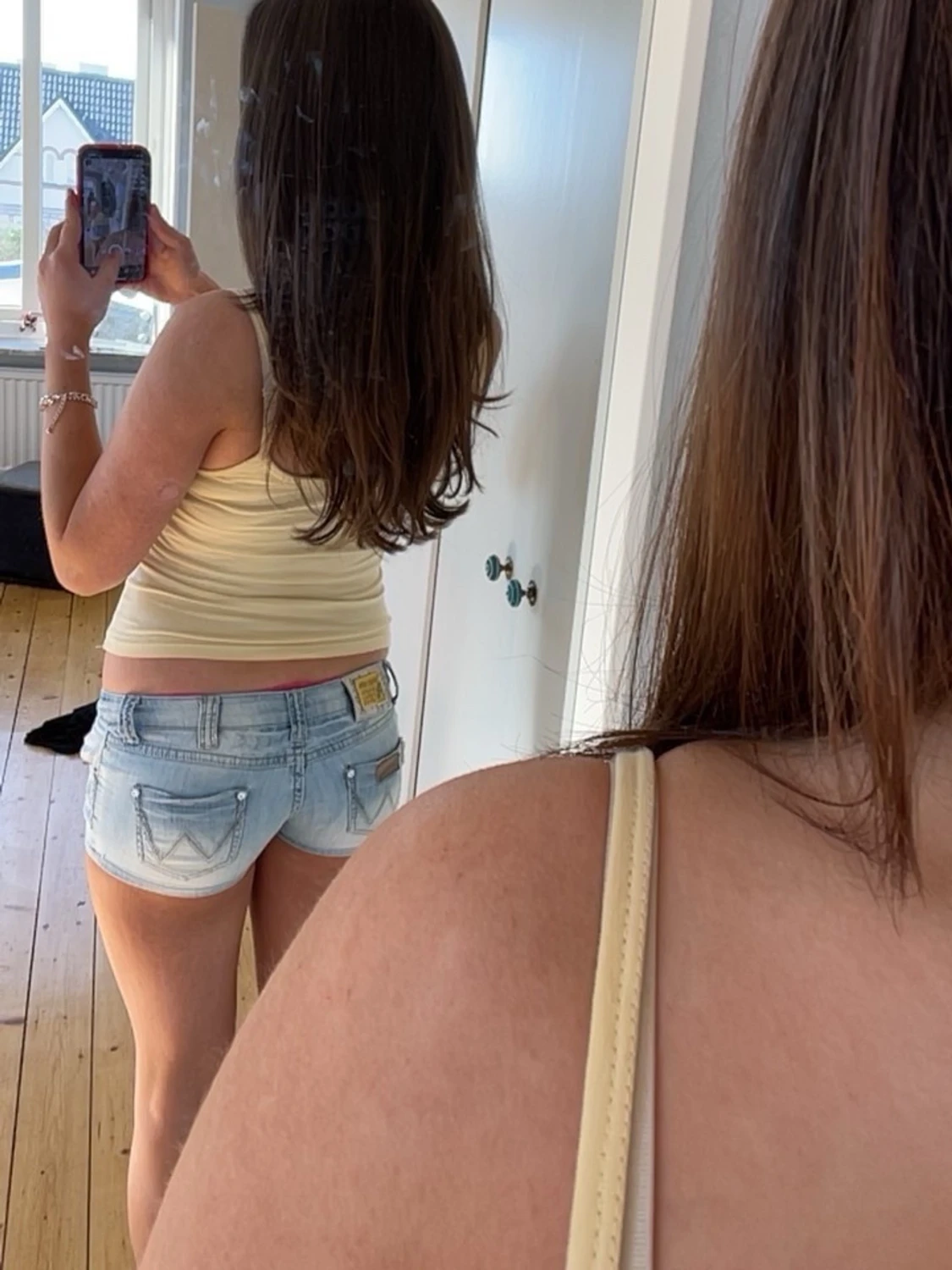 Ljusblå jeans shorts med låg midja - 2