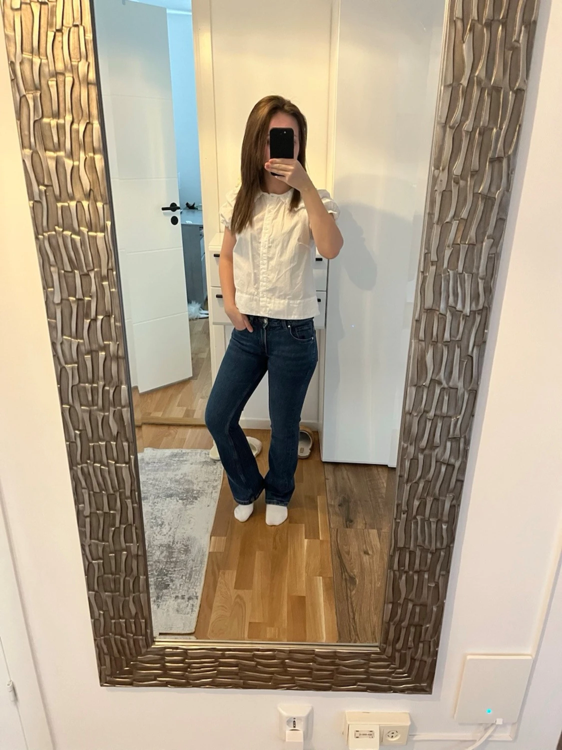 Blå bootcut jeans med låg midja - 1