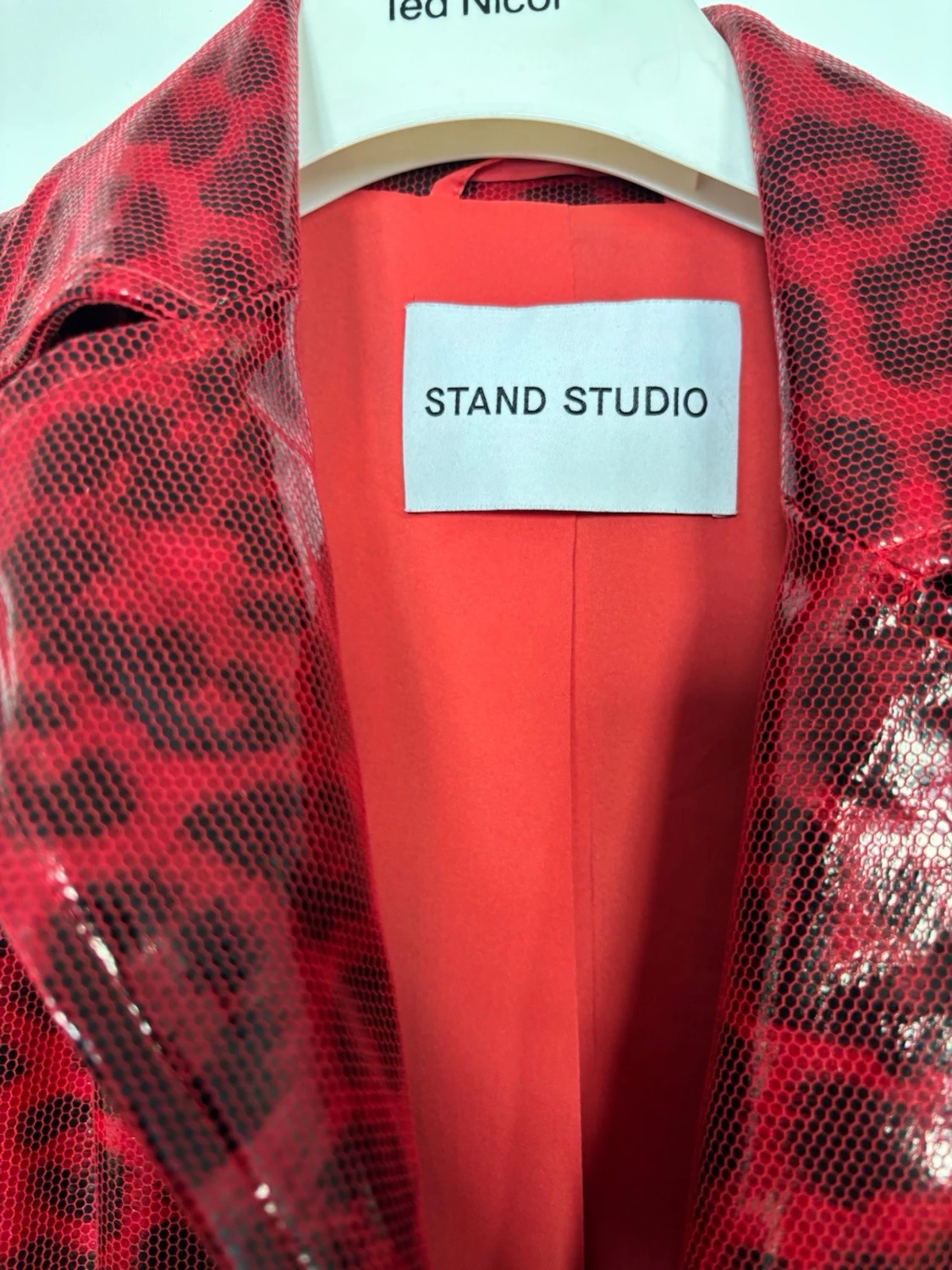 Stand Studio - Röd leopardmönstrad lång kappa - 3