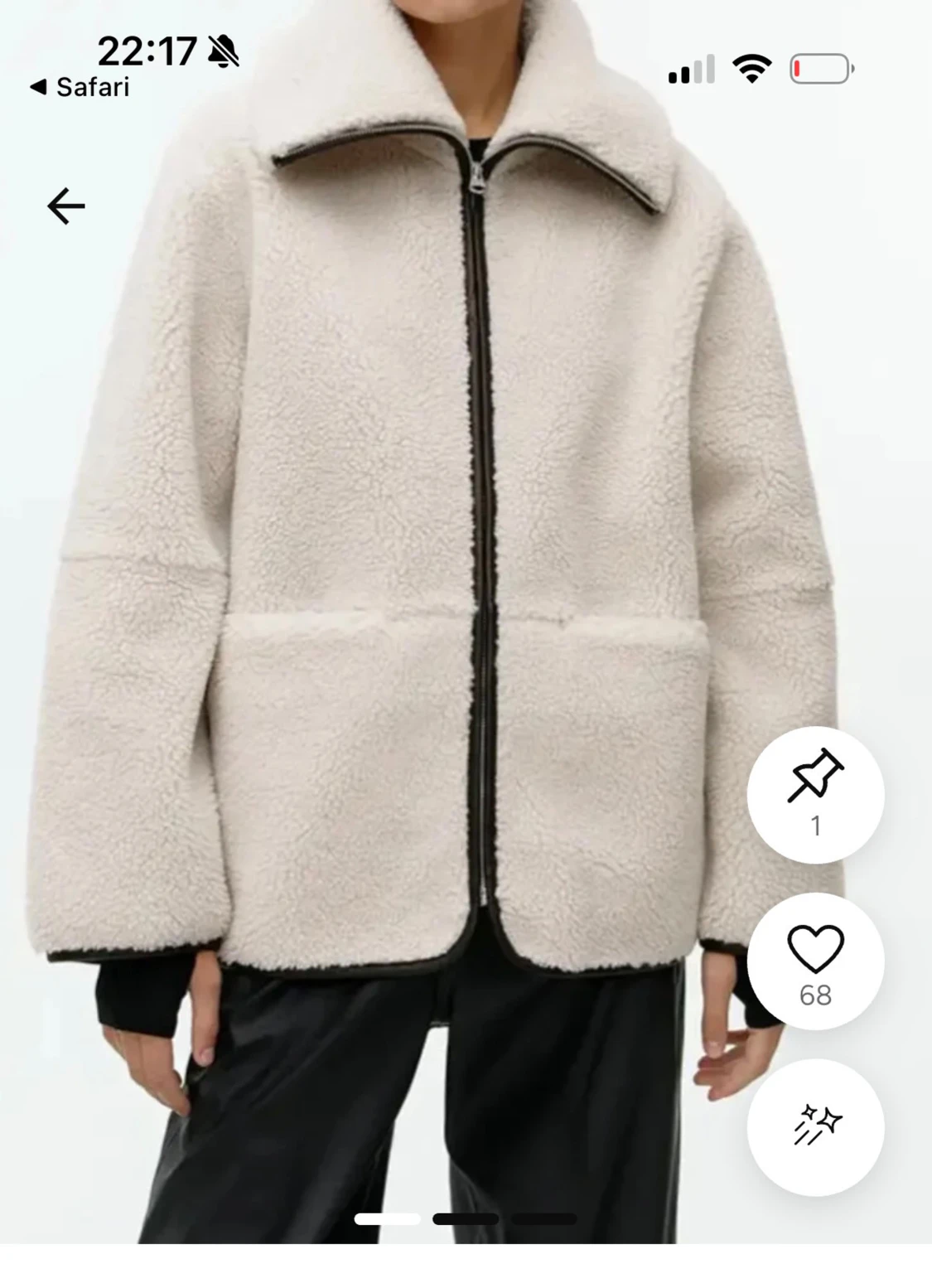 Beige teddyjacka med dragkedja