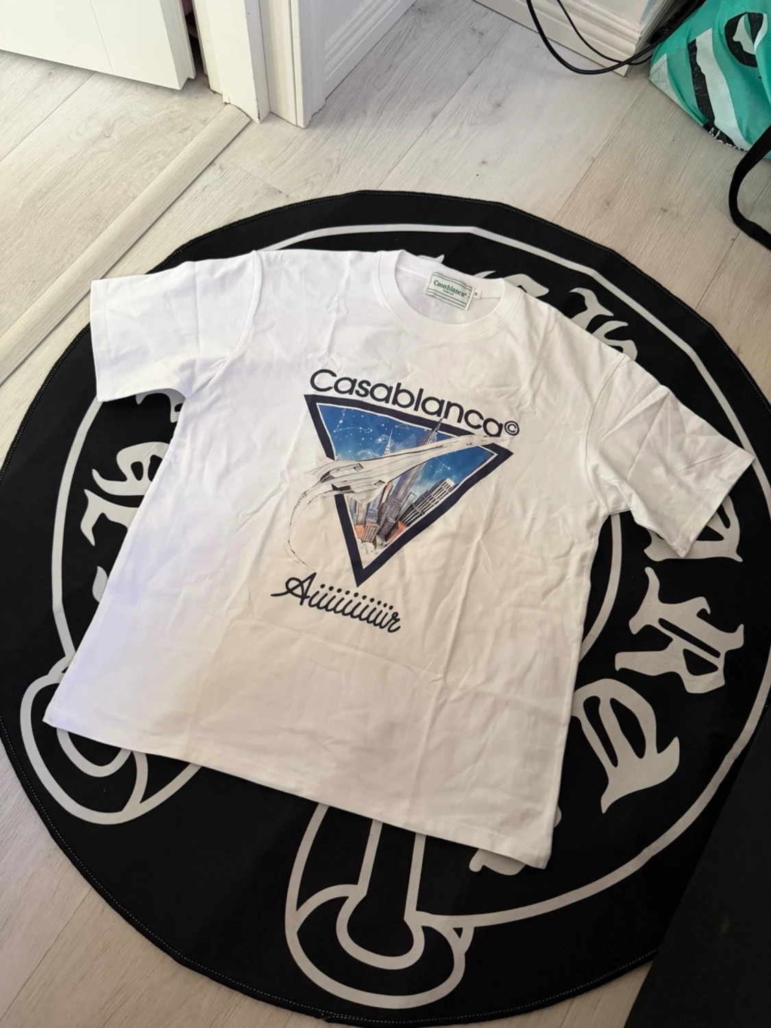Casablanca white and blue t shirt