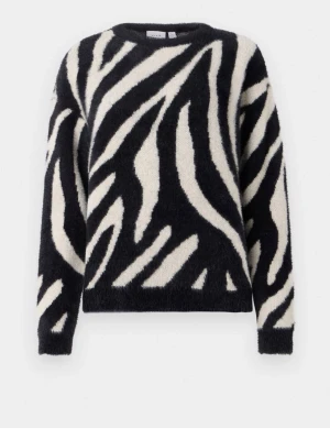 Zebramönstrad stickad tröja - Cool stickad tröja med svartvitt zebramönster och rund hals. Tröjan har en avslappnad passform och långa ärmar. Perfekt för dig som vill sticka ut med en trendig look.