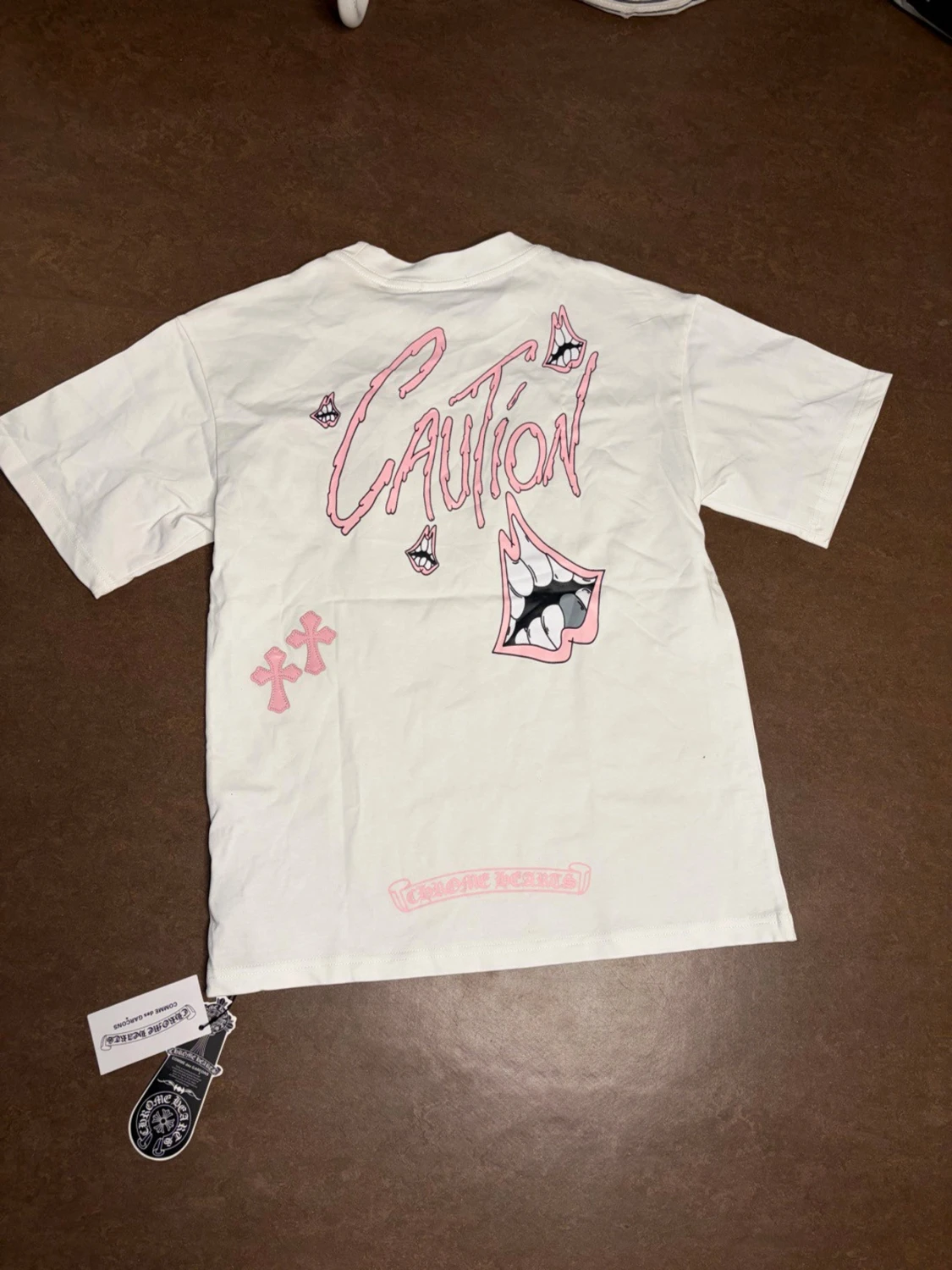 Vit t-shirt Chrome Hearts Caution - 1