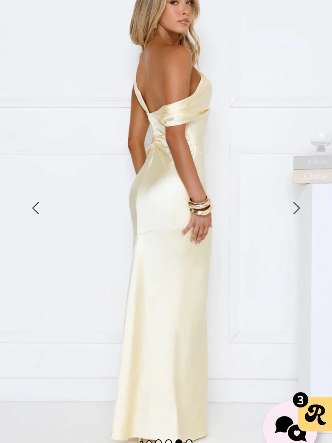 Gul långklänning i satin - 2