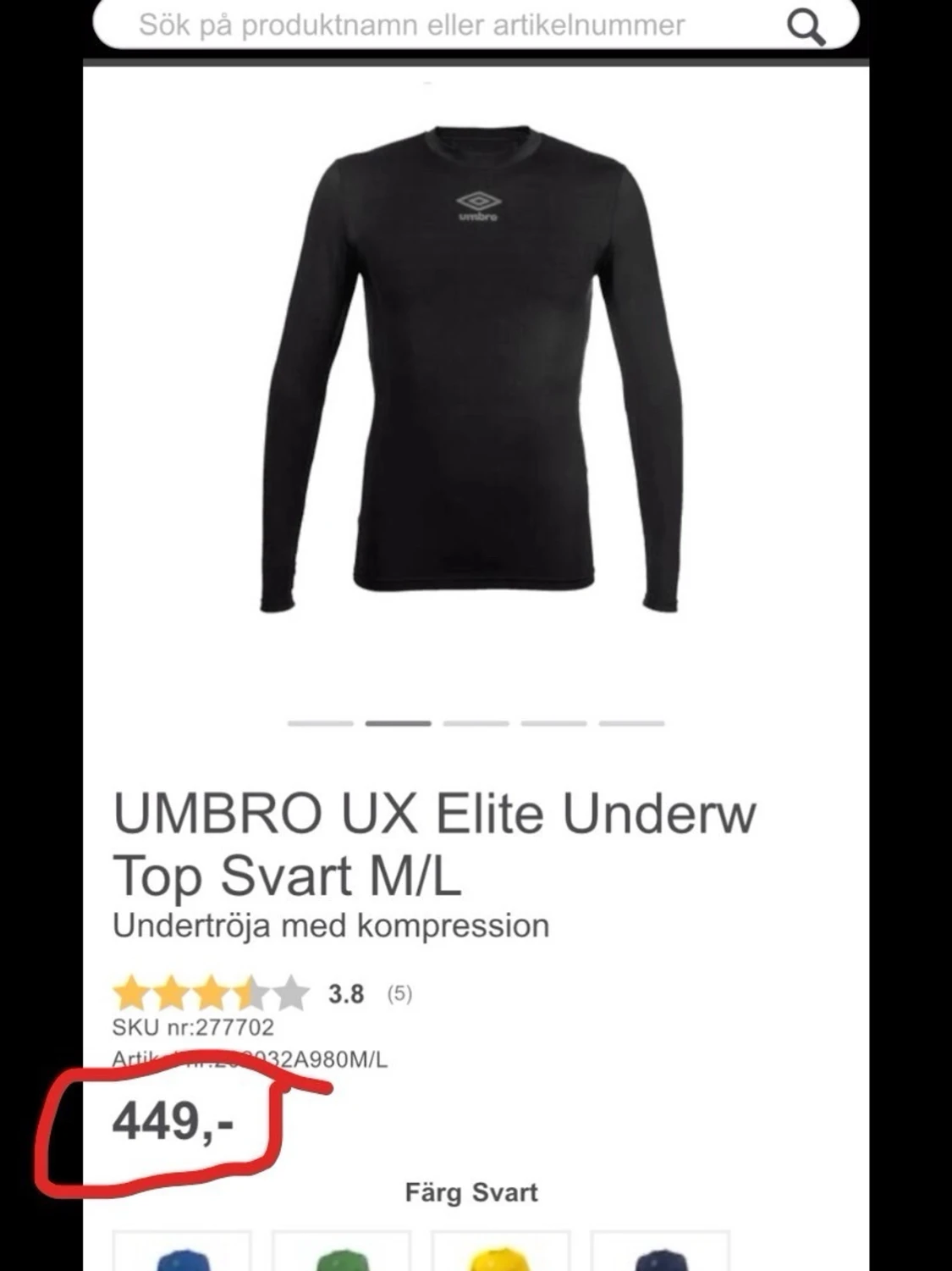 S. Svart långärmad tight träning Umbro  - 3