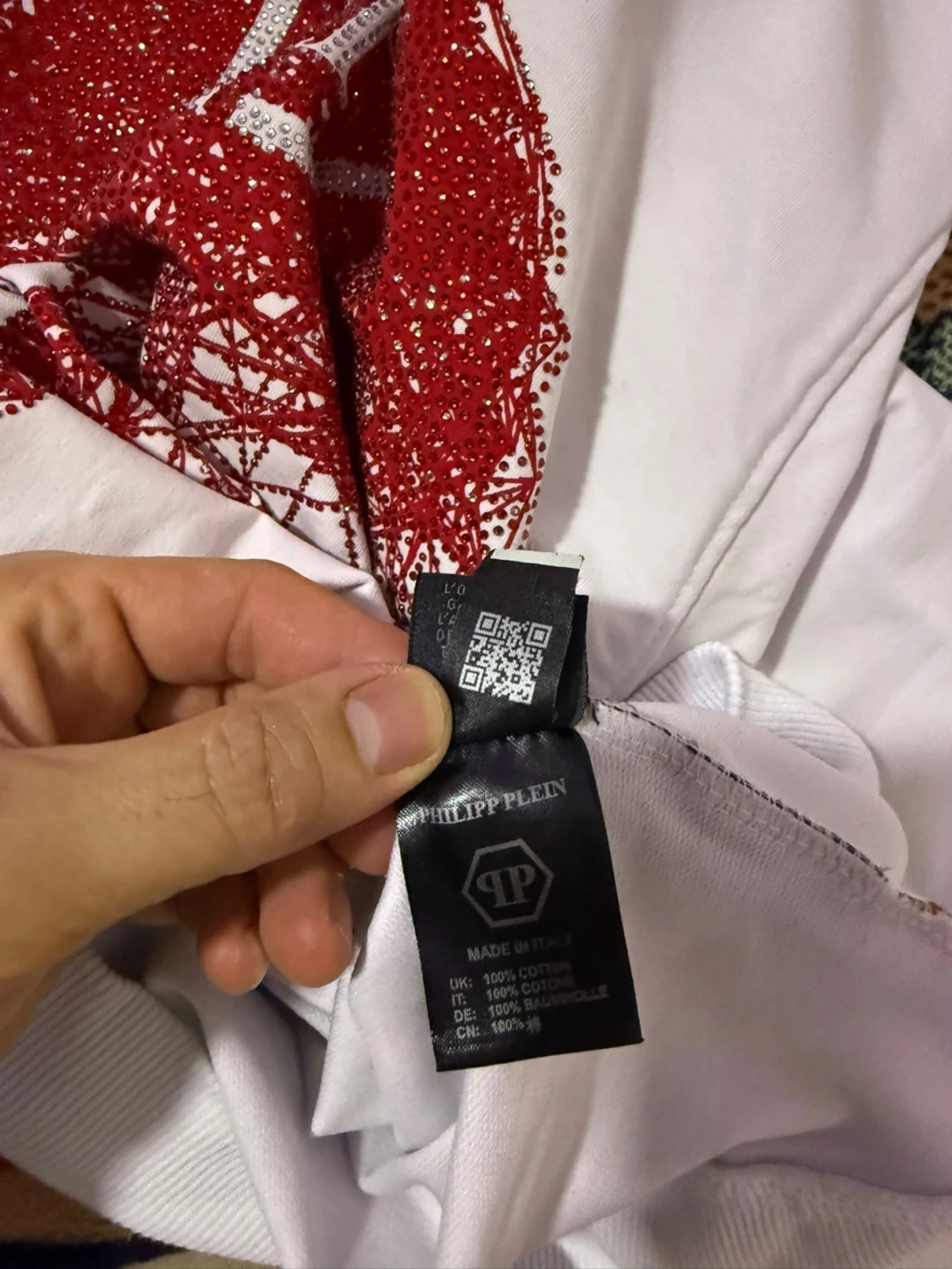 Vit Philipp Plein tröja med röd dödskalle - 3