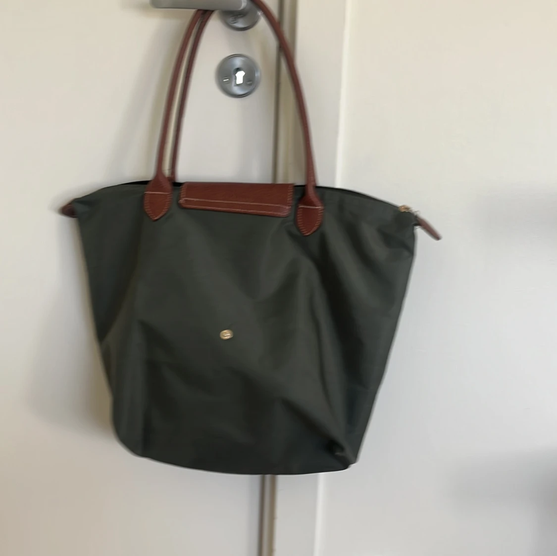 Grön Longchamp axelväska med skinn - 2