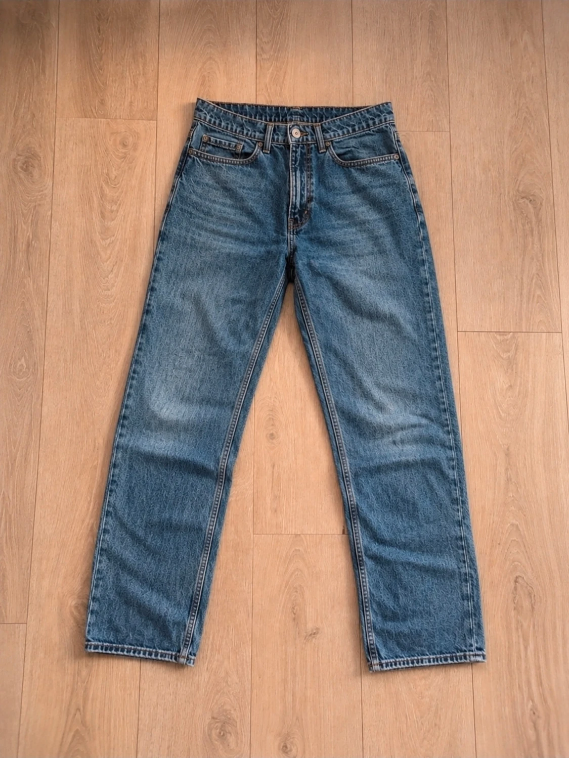 Blå raka jeans med hög midja