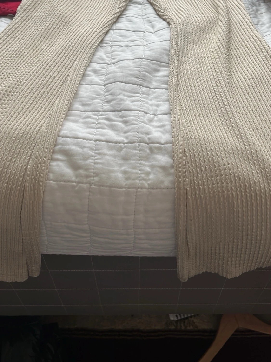 Beige ribbat loungewear-set