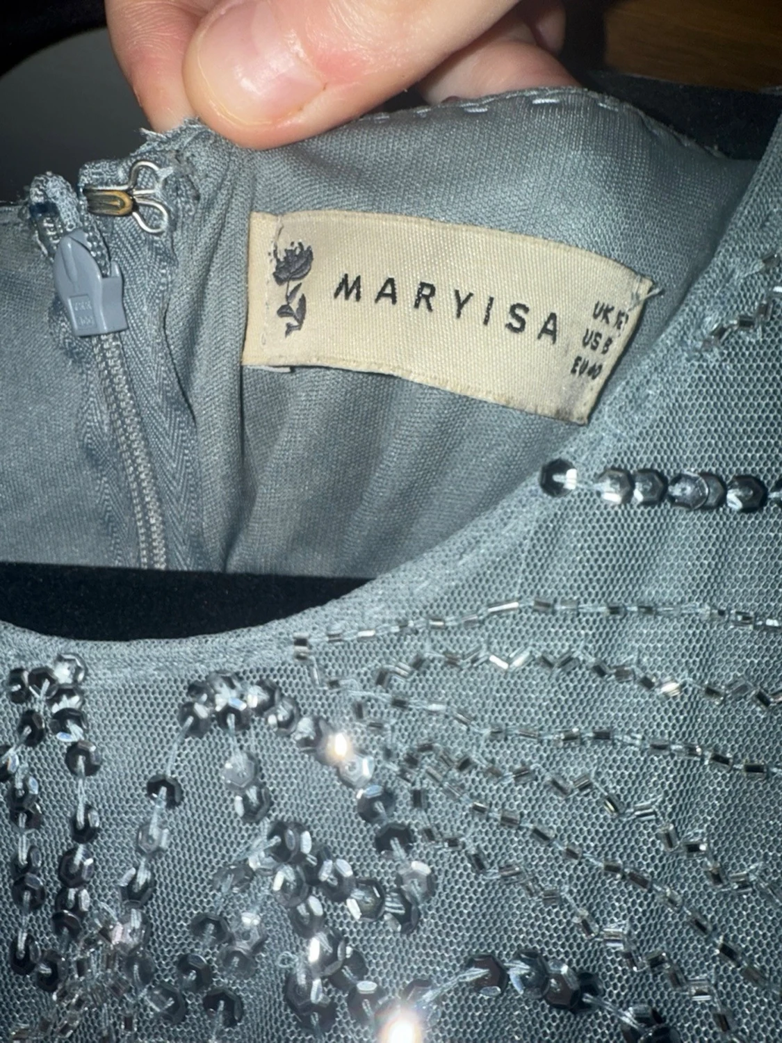 Ljusblå långklänning med paljetter - 4