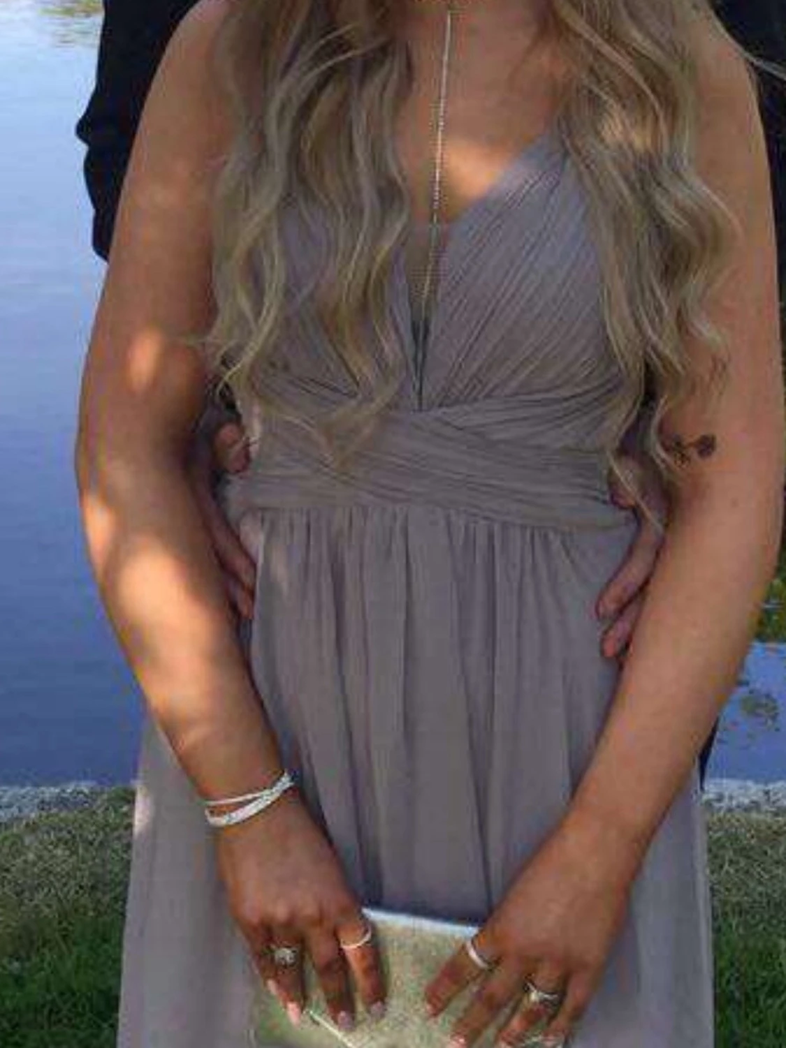 Ljusgrå långklänning balklänning - 1