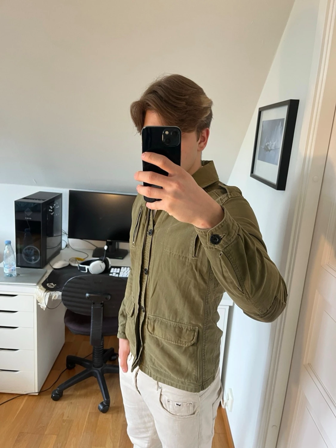 Olivgrön utilityjacka med fickor - 2