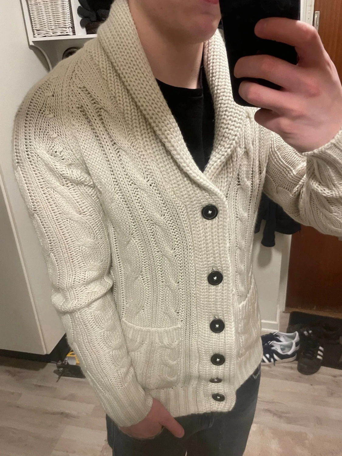 Vit stickad cardigan - 1