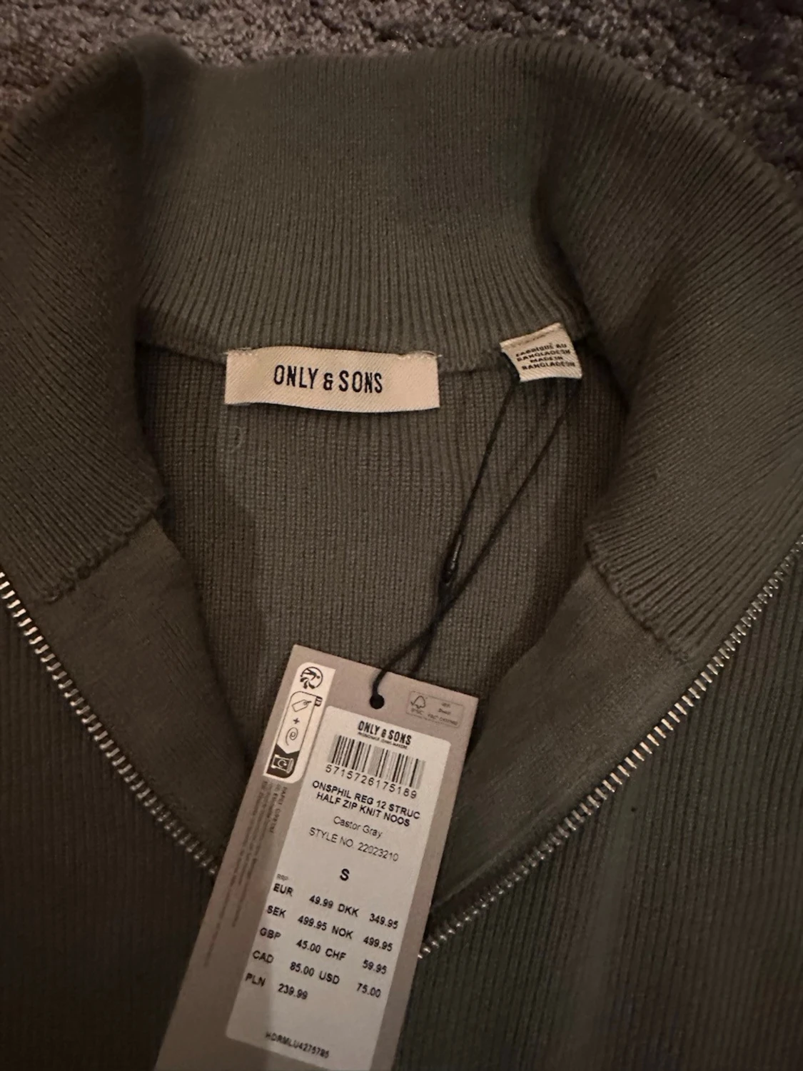 Olivgrön halvzip tröja only&sons - 2